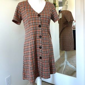 Zara Orange/Brown Plaid Minidress
